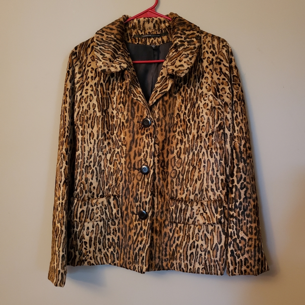 Isda & Company Womens Leopard Print Jacket Size L